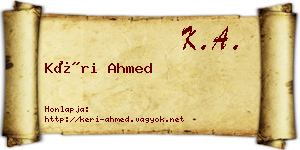 Kéri Ahmed névjegykártya